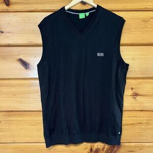 Hugo Boss Vest Virgin wool  Button Front Sleeveless Golf Business Black US XL
